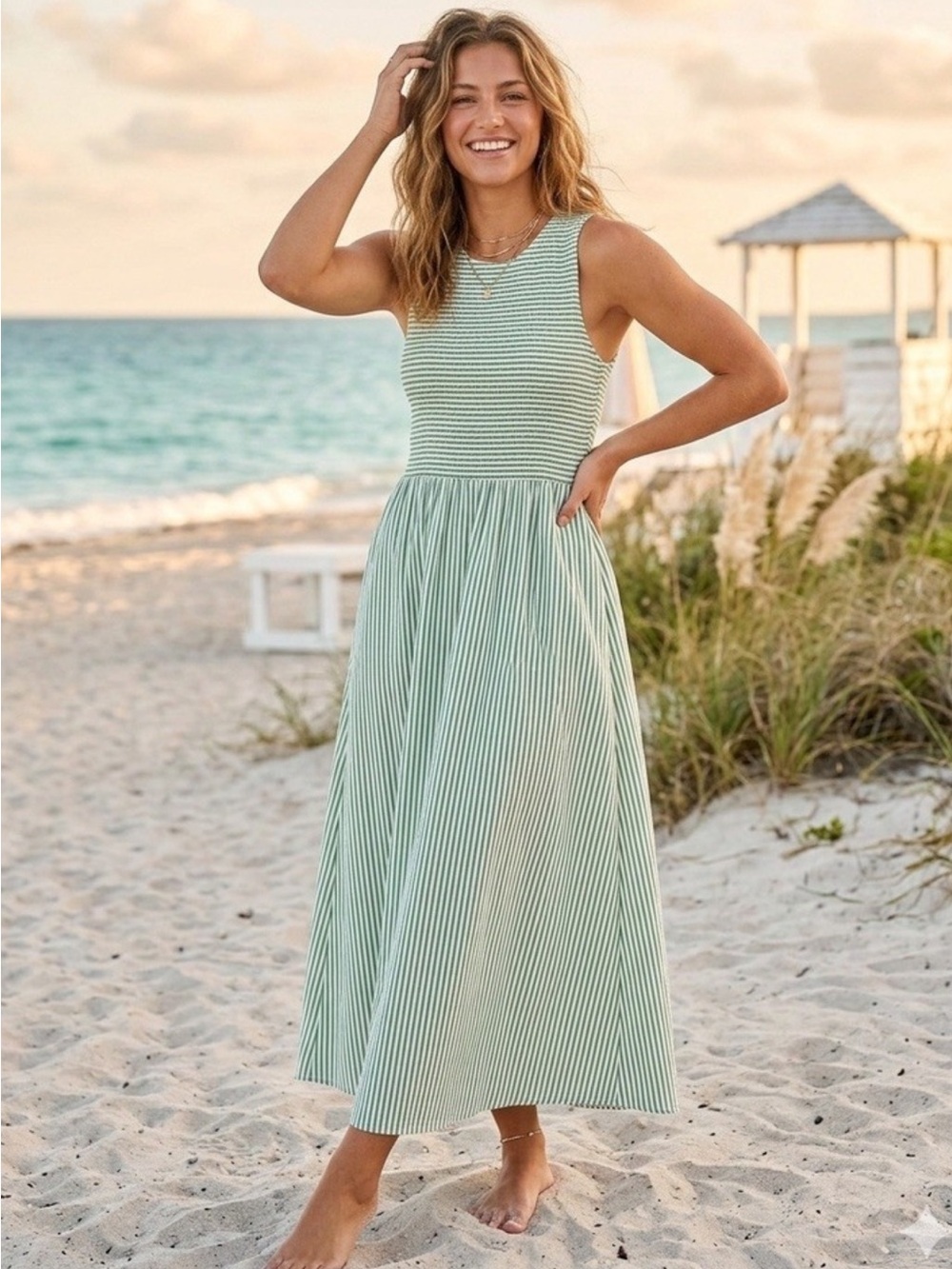 Marine Layer Darcy Smocked Poplin Pima Cotton